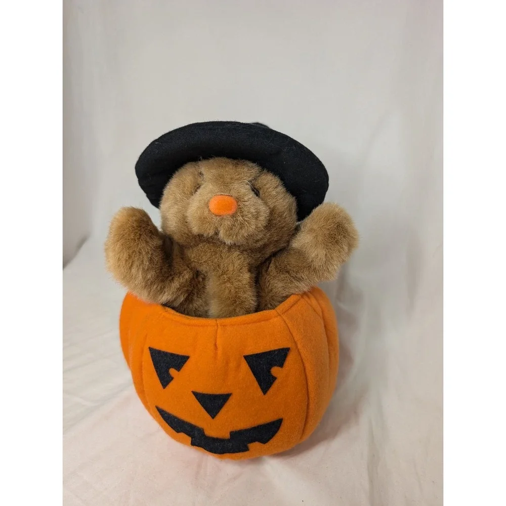 Plush Creations Inc Halloween Plush Witch Bear‎ Jack O' Lantern Hand Puppet 1995